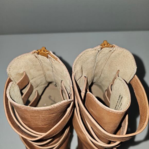 Free People Jesse Ankle Boot Womens EU 41 Tan Leather Cutout Chunky Platform - Picture 11 of 16